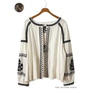 RD & Koko Free People Tallie Embroidered Cotton Tunic Size XL